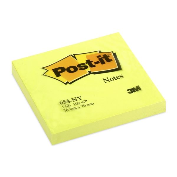 Bloček Post-it, 76 x 76 mm, neonově žlutý, 6 ks Bloček Post-it, 76 x 76 mm, neonově žlutý, 6 ks
