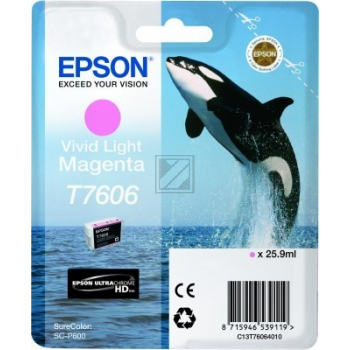 Original Epson C13T76064010 / T7606 Tinte magenta hell Epson Tintenpatrone magenta light (C13T76064010, T7606)