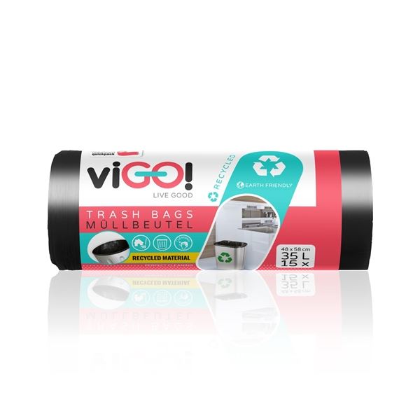 Pytle na odpadky viGO-černé, pevné 35l, LPDE,15ks Pytle na odpadky viGO-černé, pevné 35l, LPDE,15ks