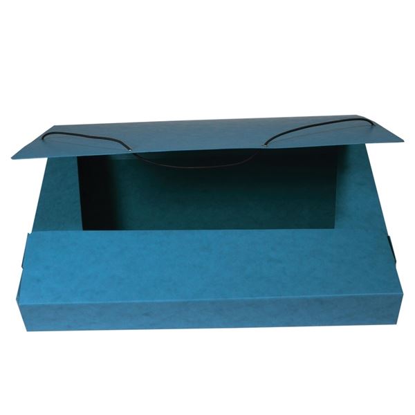 Prešpánový box na spisy s gumičkou A4, modrý