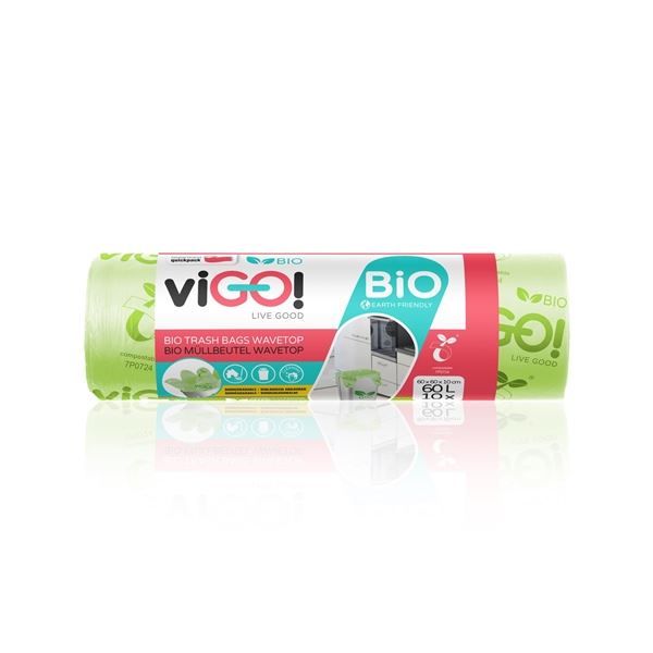 Pytle na odpadky viGO - Bio, zelené, 60 l, 10 ks Pytle na odpadky viGO - Bio, zelené, 60 l, 10 ks