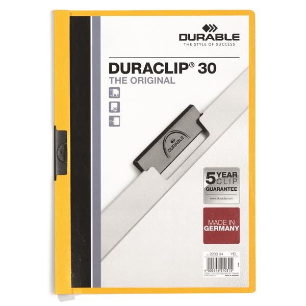 Zaklád.desky s klipem Durable DURACLIP 30,A4 žluté