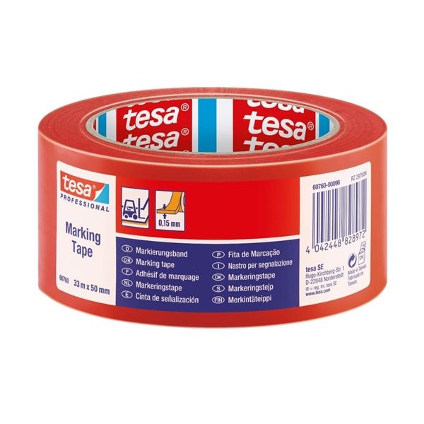 Značkovací páska Tesa, 50 mm x 33 m, červená Značkovací páska Tesa, 50 mm x 33 m, červená