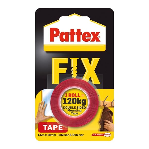 Montážní páska Pattex FIX, oboustr.,19 mm x 1,5 m Montážní páska Pattex FIX, oboustr.,19 mm x 1,5 m