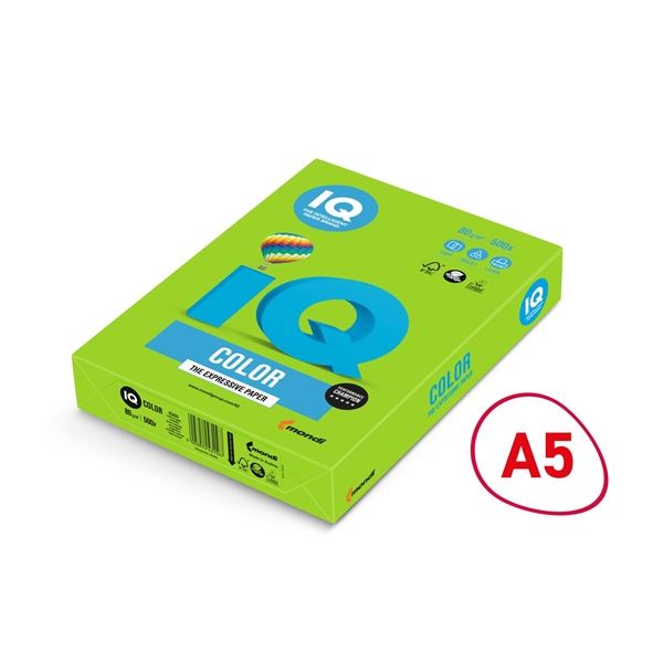 Bar.papír IQ Color A5-MA42,máj.zel.,80 g/m2,500l. Bar.papír IQ Color A5-MA42,máj.zel.,80 g/m2,500l.