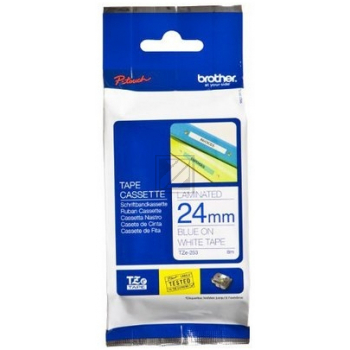 Brother Schriftbandkassette weiß/blau (TZE-253)