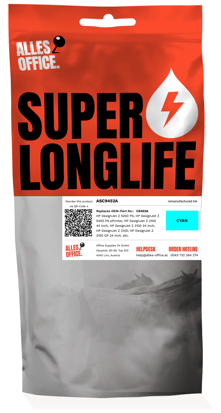 Superlonglife HP C9452A / 70 Ink azurová