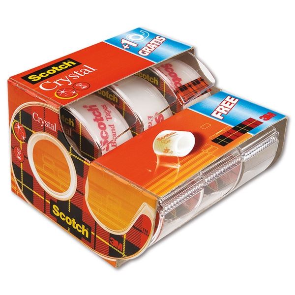Lepicí páska s odvíječem Scotch Crystal, 2+1zdarma Lepicí páska s odvíječem Scotch Crystal, 2+1zdarma