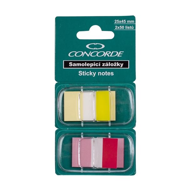 Záložky Concorde, žlutá,červená, 2 x 50 záložek Záložky Concorde, žlutá,červená, 2 x 50 záložek