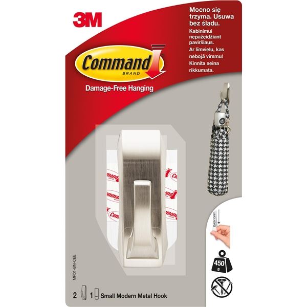 Command™ Kovový háček - leštěný hliník