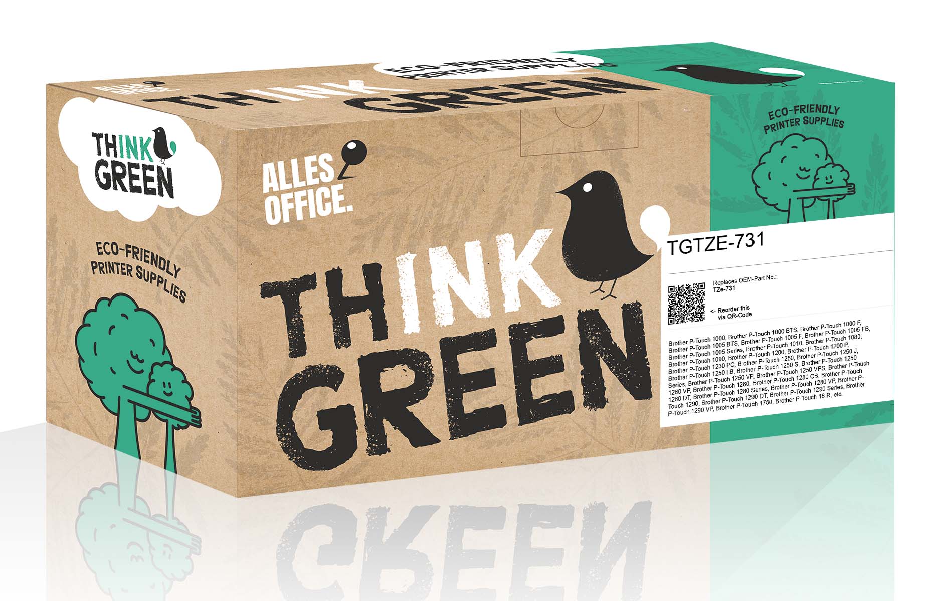 ThinkGreen Brother TZe-731 Páska černá, zelená ThinkGreen Brother TZe-731 Páska černá, zelená