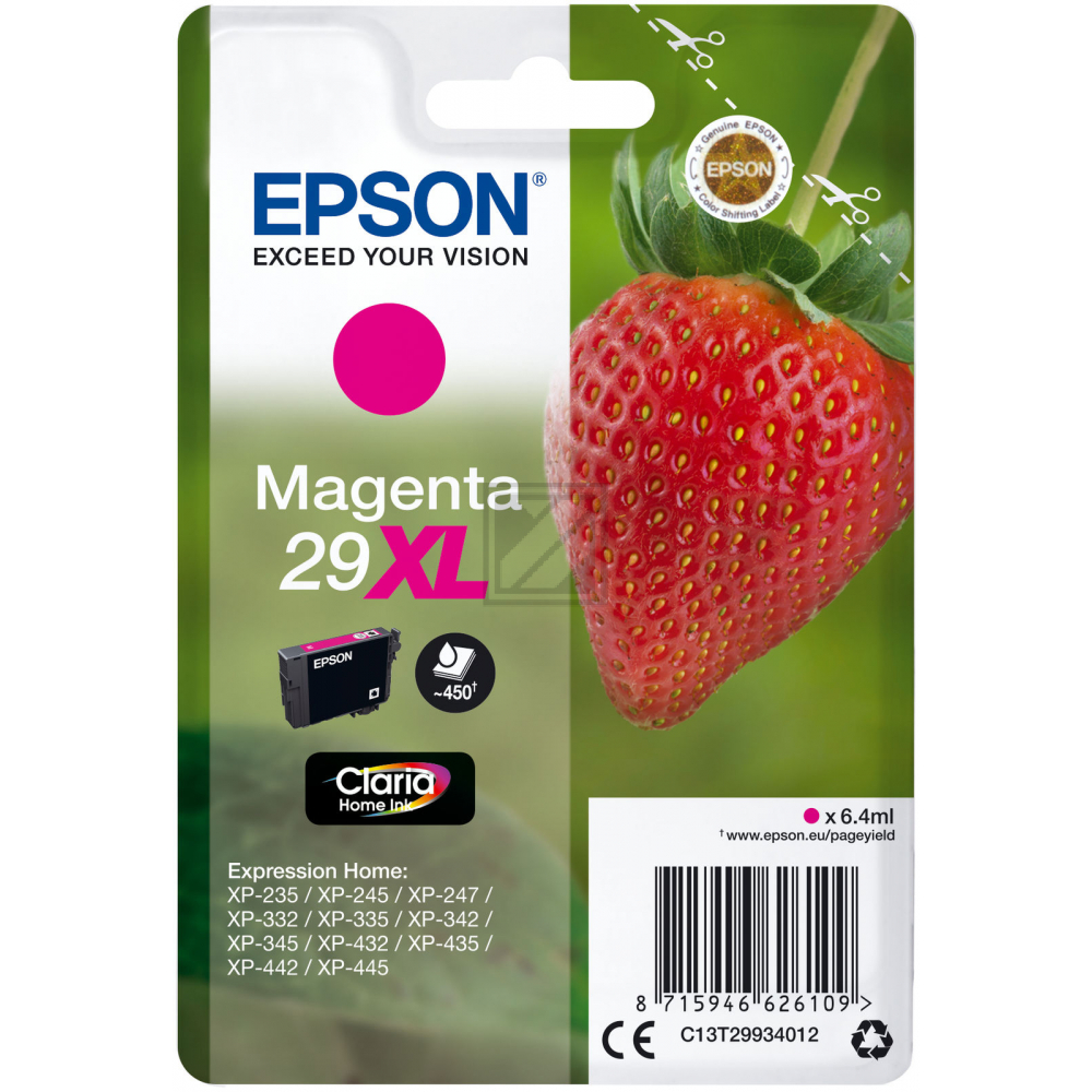 Epson Tintenpatrone magenta HC (C13T29934012, T2993)