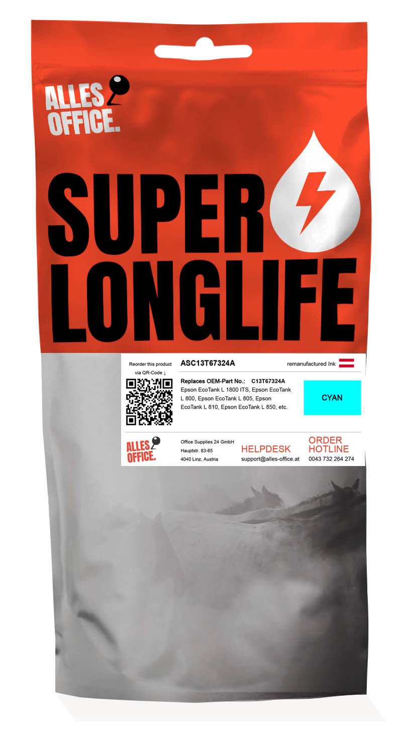 Superlonglife Epson C13T67324A / T6732 Ink azurová