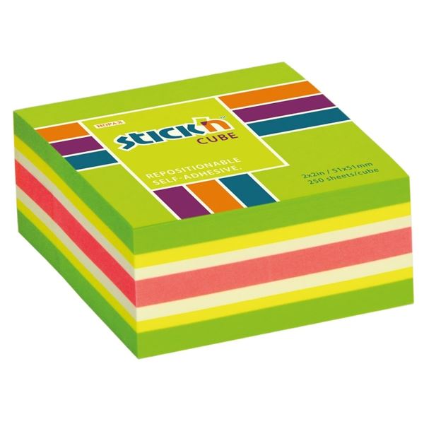 Bloček Hopax, 51 x 51 mm, neonově zelený Bloček Hopax, 51 x 51 mm, neonově zelený