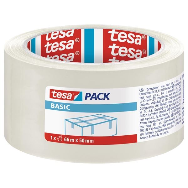 Balicí páska standardní TESA Basic 50 mmx66 m čirá