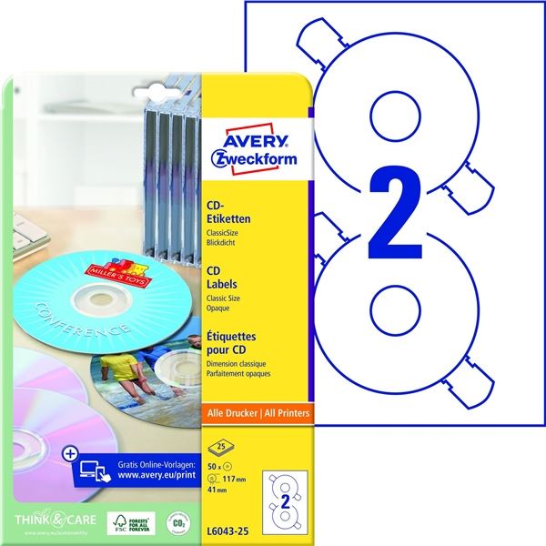 Etikety na CD ClassicSize, průměr 117 mm, 50 ks Etikety na CD ClassicSize, průměr 117 mm, 50 ks