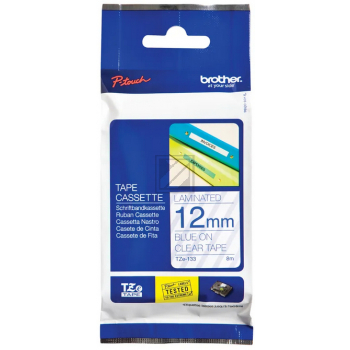 Brother Schriftbandkassette blau/transparent (TZE-133)