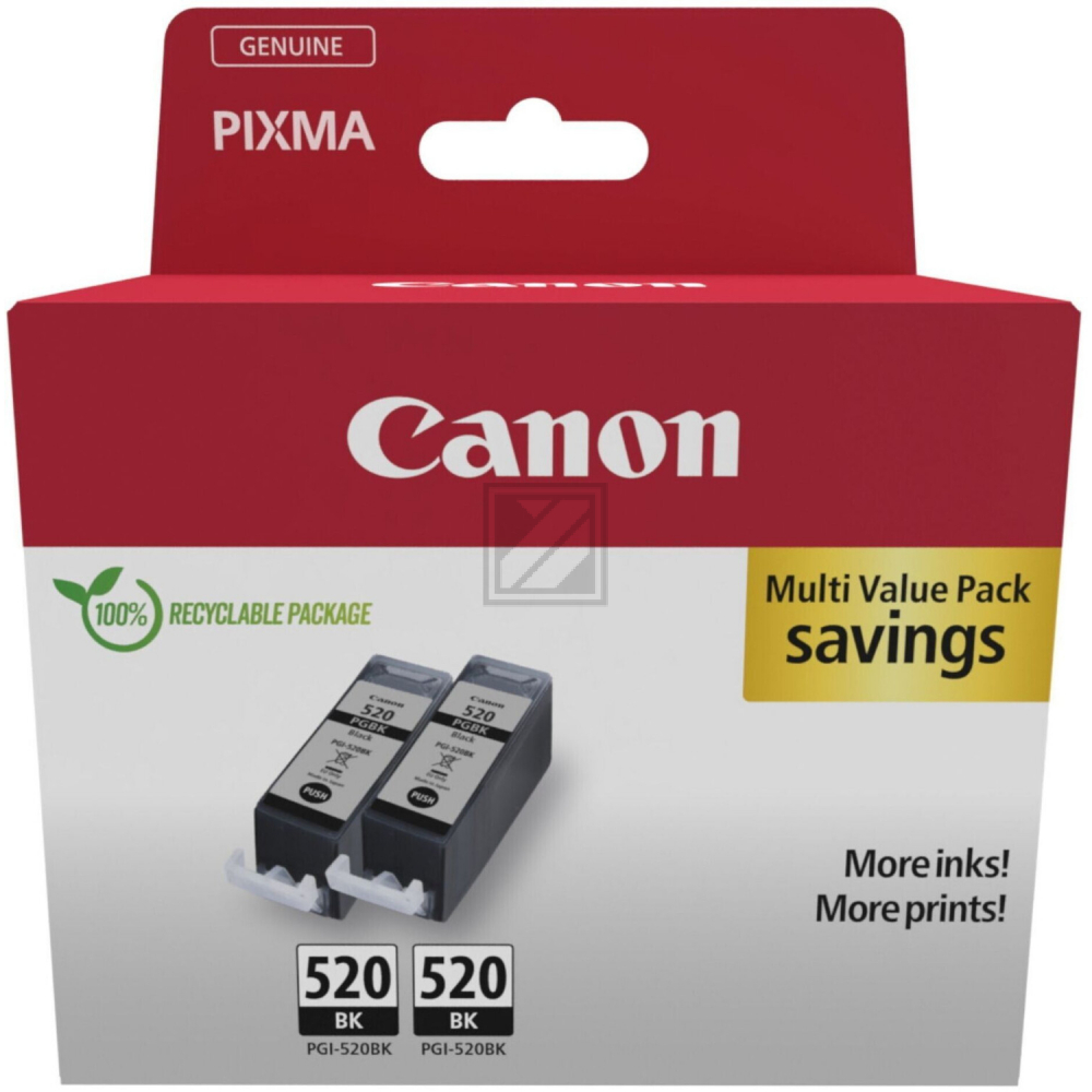 Original Canon 1509B029 / PGI-35BK Tinte schwarz - 2 Stück Canon Tintenpatrone 2 x schwarz (1509B029, 2 x PGI-35/TWIN)