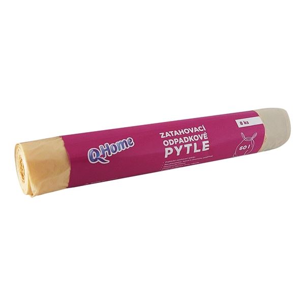 Pytle na odpadky Q Home - zatahovací, žluté, 60 l, Pytle na odpadky Q Home - zatahovací, žluté, 60 l,