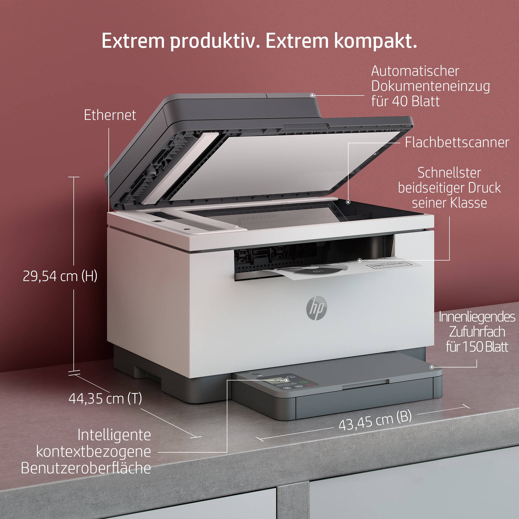 HP LaserJet MFP M234sdn Drucker, Drucken, Kopieren, Scannen, Scannen an E-Mail; Scannen an PDF; Kompakte Größe; Energieeffizient; Schneller beidseitiger Druck; ADF für 40 Blatt