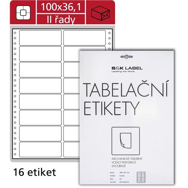 Tabelační dvouřadé etikety, 100 x 36,1 mm, 400 ks Tabelační dvouřadé etikety, 100 x 36,1 mm, 400 ks
