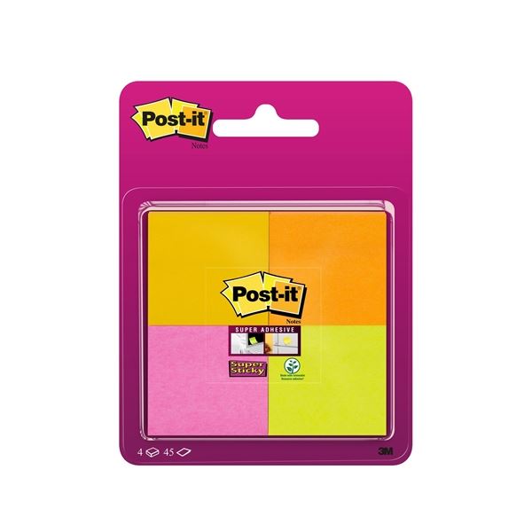 Bloček Post-it, 47,6 x 47,6 mm, mix barev, 4 ks Bloček Post-it, 47,6 x 47,6 mm, mix barev, 4 ks