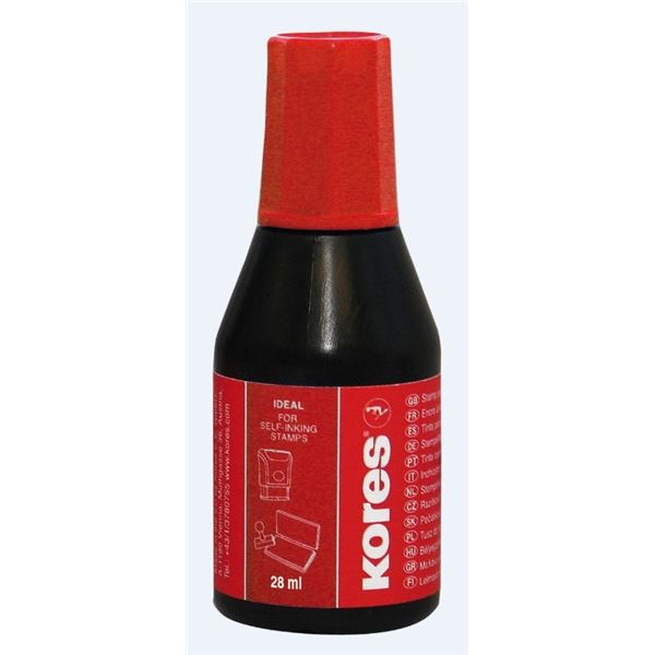 Razítková barva Kores, 28 ml, červená