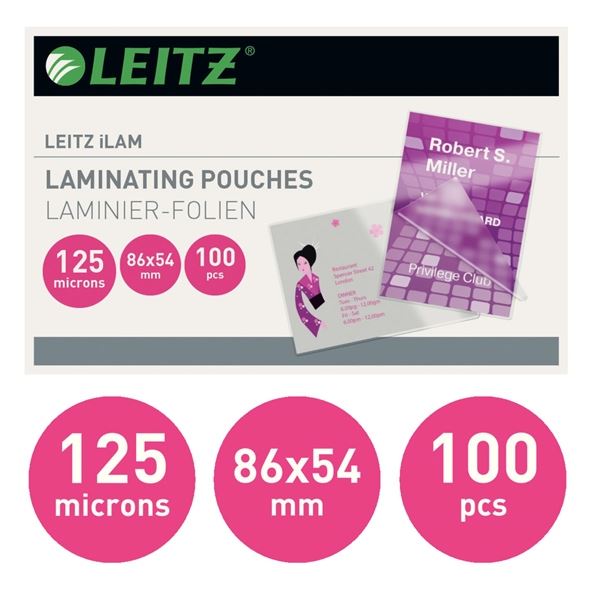 Laminovací fólie Leitz 54x86mm, 125 mic, 100 ks Laminovací fólie Leitz 54x86mm, 125 mic, 100 ks