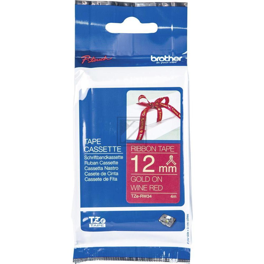 Brother Schriftbandkassette gold/weinrot (TZE-RW34)