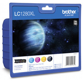 Original Brother LC-1280XLVALBP Tinte schwarz, cyan, magenta, gelb Brother Tintenpatrone gelb, magenta, schwarz, cyan HC (LC-1280XLVALBP)
