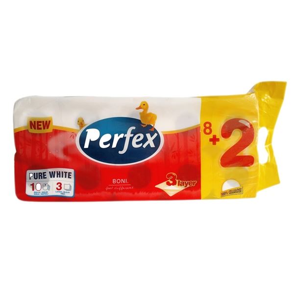 Toaletní papír Perfex - 3vrstvý, bílý, 10 rolí Toaletní papír Perfex - 3vrstvý, bílý, 10 rolí