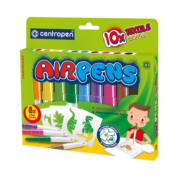Foukací fixy Centropen AIR PENS - na textil, 10 ks