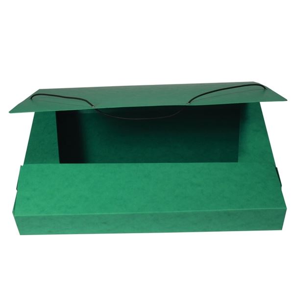 Prešpánový box na spisy s gumičkou A4, zelený