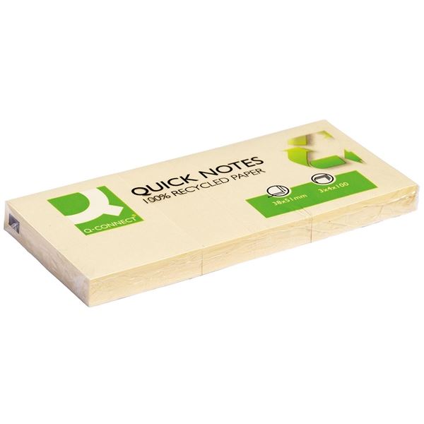Recyklovaný bloček Q-Connect 38 x 51 mm,žlutý, 3ks Recyklovaný bloček Q-Connect 38 x 51 mm,žlutý, 3ks