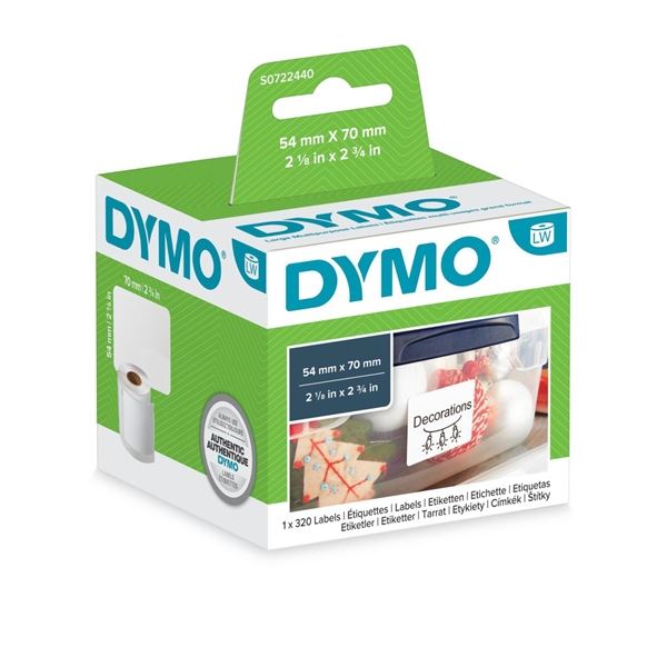 Papírové štítky Dymo LW, 70 x 54 mm, bílé, 320 ks Papírové štítky Dymo LW, 70 x 54 mm, bílé, 320 ks