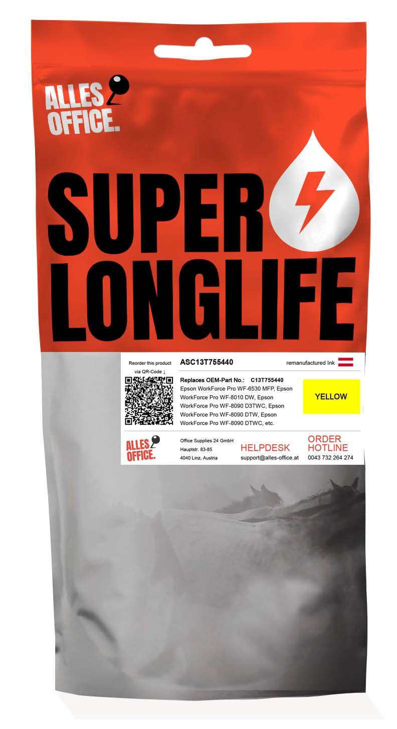 Superlonglife Epson C13T755440 / T7554 Ink žluť