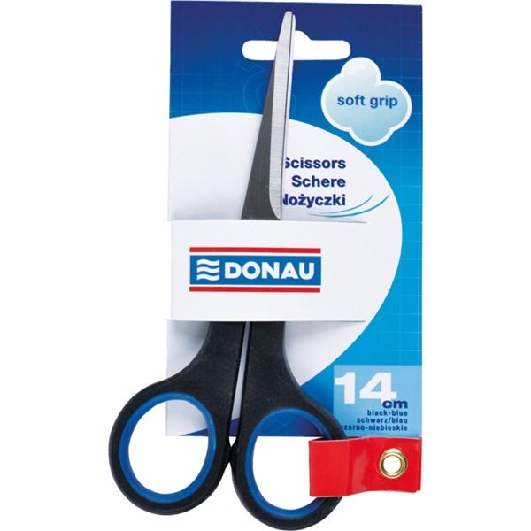 Nůžky Donau Soft grip, 14 cm, modré