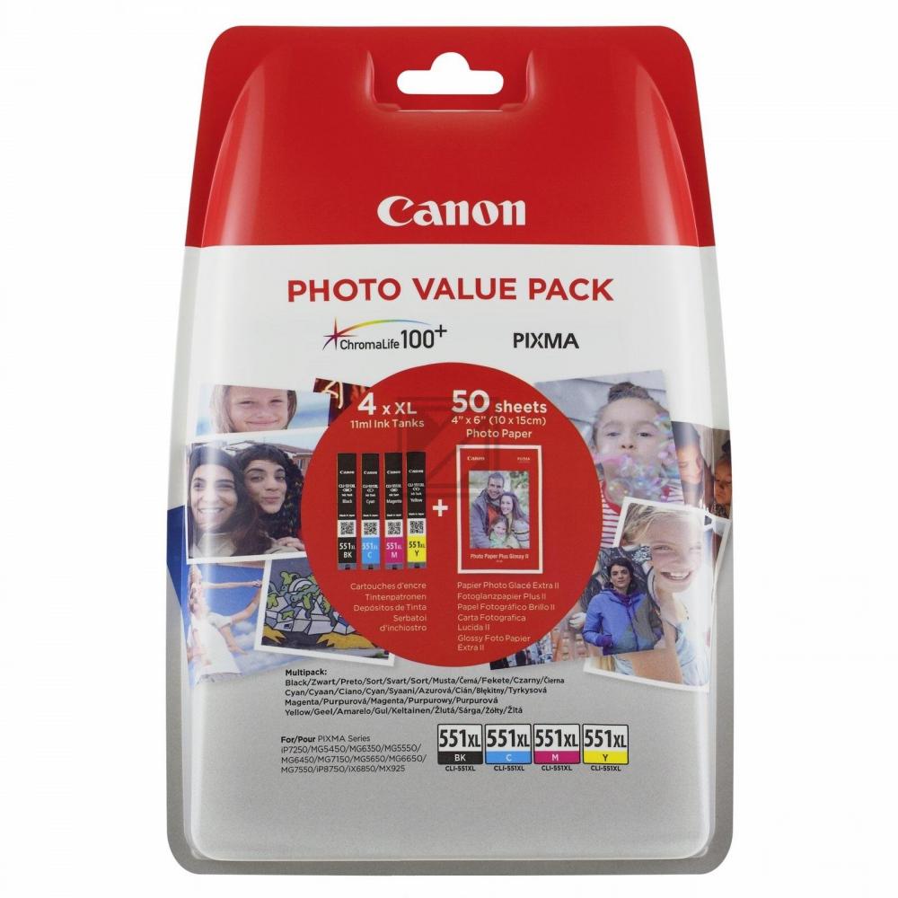 Original Canon 6443B006 / 551XL Tinte schwarz, cyan, magenta, gelb - 4 Stück
