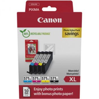 Original Canon 0332C006 / CLI-571XL Tinte schwarz, cyan, magenta, gelb - 4 Stück