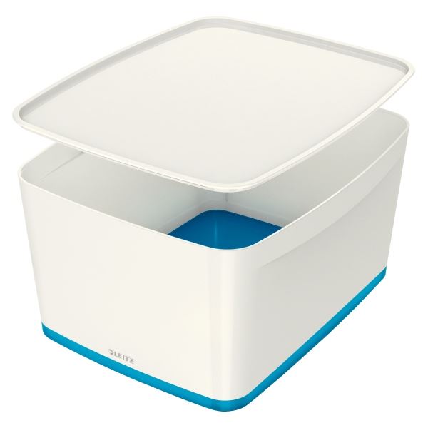 Úložná krabice s víkem Leitz MyBox, L bílá/modrá Úložná krabice s víkem Leitz MyBox, L bílá/modrá