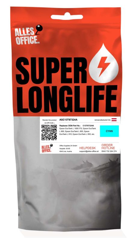 Superlonglife Epson C13T67324A / T6732 Ink azurová