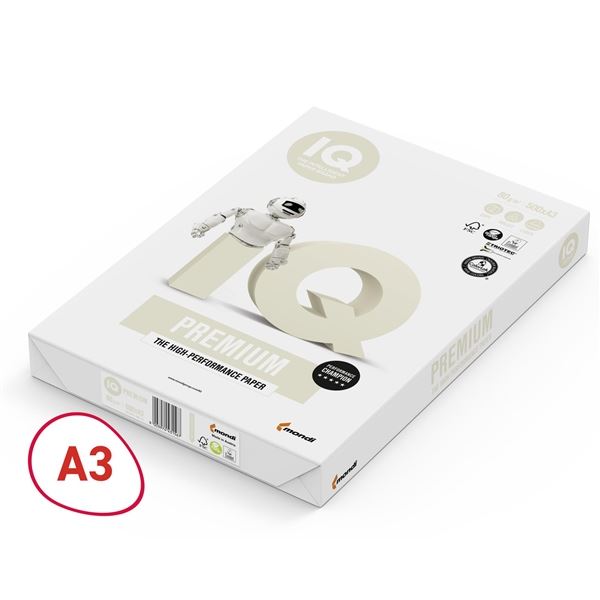 Papír IQ Premium, A3, 80g/m2, 500 listů Papír IQ Premium, A3, 80g/m2, 500 listů