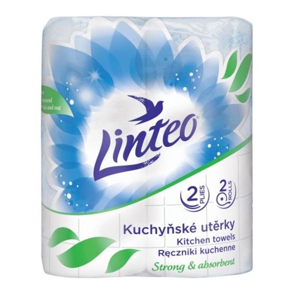 Kuchyňské utěrky Linteo - 2 vrstvé, bílé, 2 role Kuchyňské utěrky Linteo - 2 vrstvé, bílé, 2 role